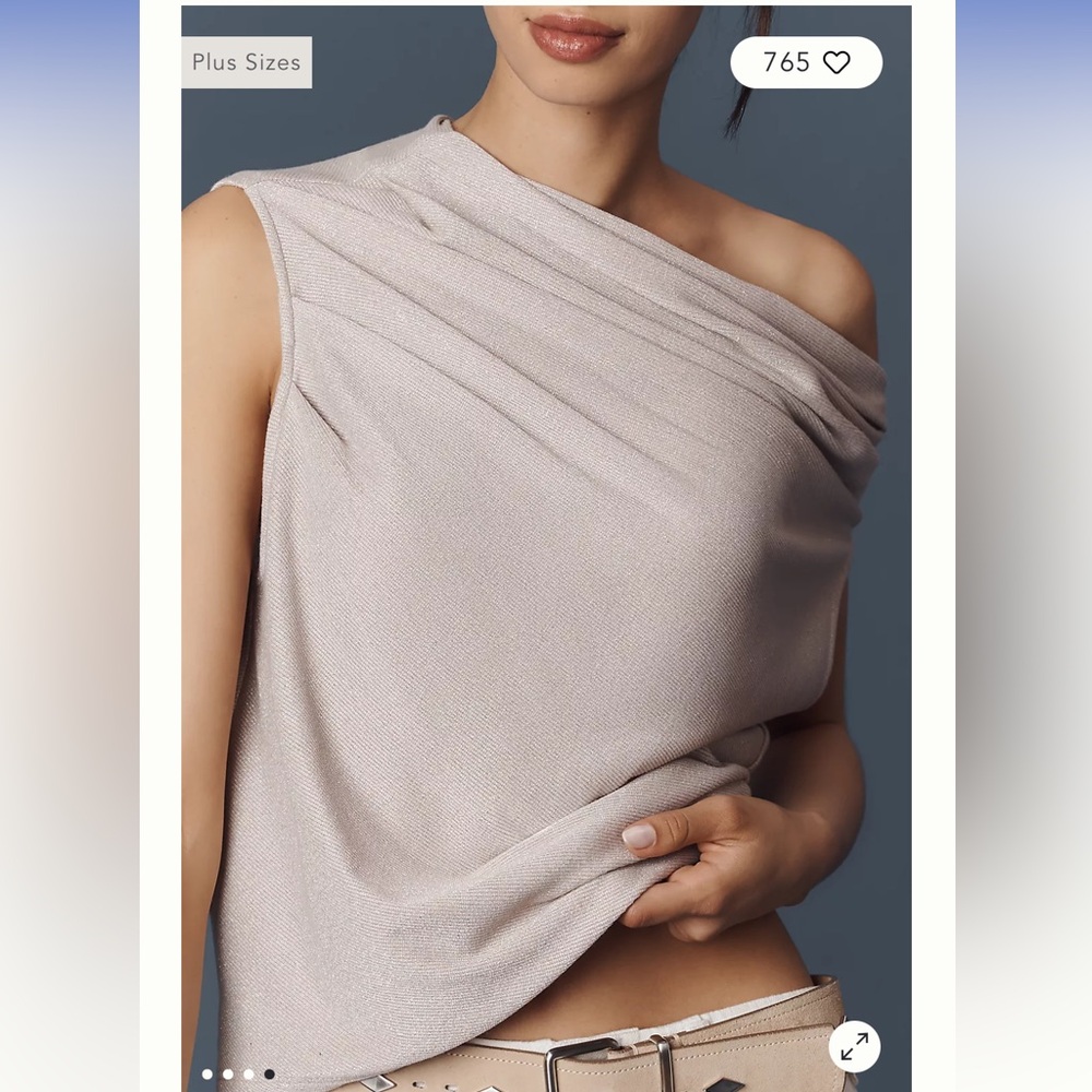 Anthropologie One-Shoulder Sleeveless Tank in Light Taupe
